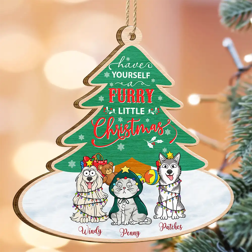 Have Yourself A Furry - Personalized Custom Shaped Wooden Ornament