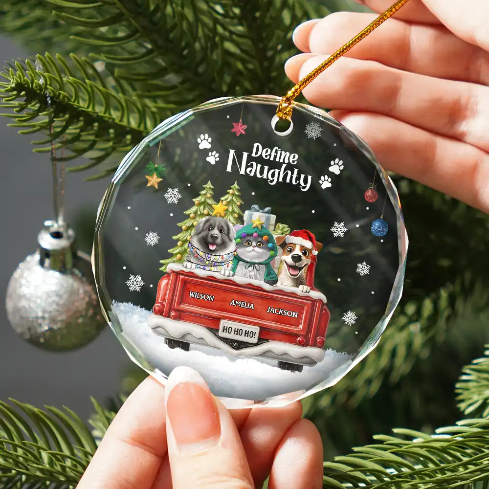 Dog Lovers,Christmas,Funny,Pet Lovers - Have Yourself A Furry Little Christmas - Personalized Circle Glass Ornament