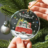 Dog Lovers,Christmas,Funny,Pet Lovers - Have Yourself A Furry Little Christmas - Personalized Circle Glass Ornament