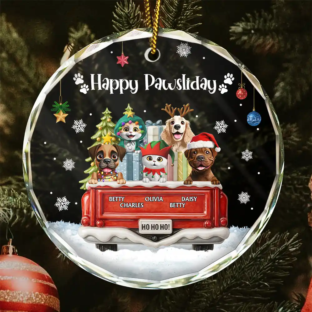 Dog Lovers,Christmas,Funny,Pet Lovers - Have Yourself A Furry Little Christmas - Personalized Circle Glass Ornament