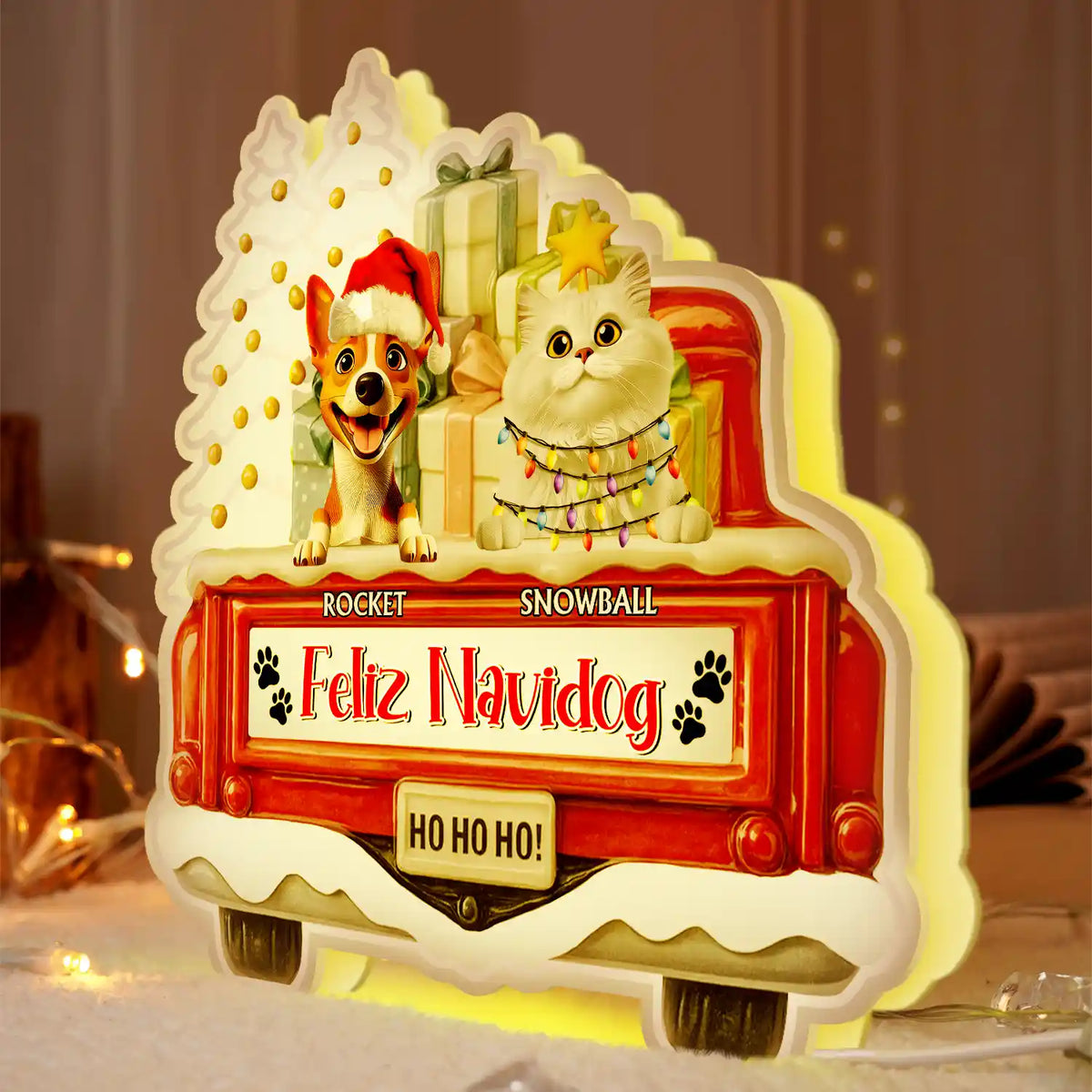 Dog Lovers,Christmas,Funny,Pet Lovers - Have Yourself A Furry Little Christmas - Personalized Custom Shaped Light Box