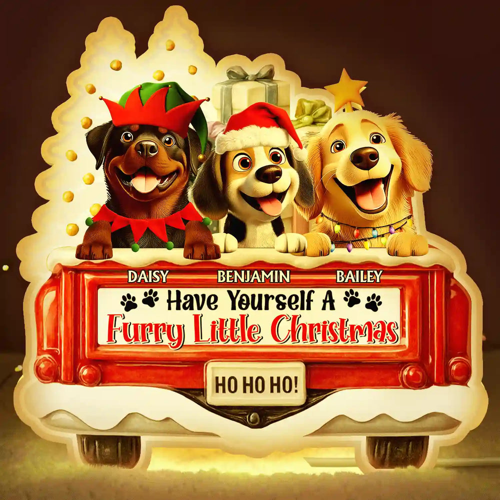 Have Yourself A Furry Little Christmas - Personalized Custom Shaped Light Box