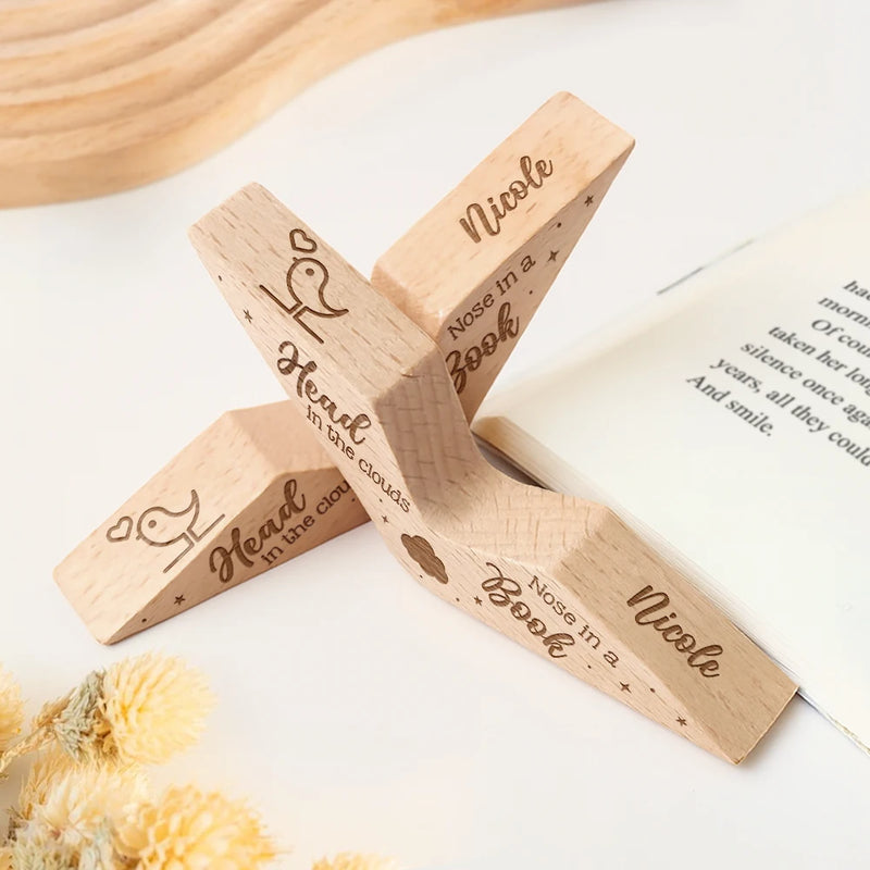 Gift For Yourself,Gift For Women,Gift For Men,Reading,Happy - Head In The Clouds Nose In A Book - Personalized Thumb Page Holder