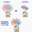 Parents,Family,Gift For Mother,Gift For Father,Gift For Grandpa,Gift For Grandma,Love,Christmas - Heart Balloon House For Family - Personalized 2-Layered Wooden Ornament