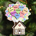 Parents,Family,Gift For Mother,Gift For Father,Gift For Grandpa,Gift For Grandma,Love,Christmas - Heart Balloon House For Family - Personalized 2-Layered Wooden Ornament