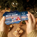 Gift For Bestie,Gift For Sisters,Christmas,Funny - Heart By Heart Houses I Wished You Lived Next Door - Personalized Wooden Slide Ornament