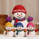 Gift For Grandma, Gift For Grandpa, Gift For Grandparents, Gift For Grandkids, Christmas, Happy - Heartwarming Snowman Grandma Grandkids - Personalized Custom Shaped Light Box