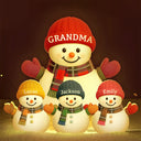 Gift For Grandma, Gift For Grandpa, Gift For Grandparents, Gift For Grandkids, Christmas, Happy - Heartwarming Snowman Grandma Grandkids - Personalized Custom Shaped Light Box
