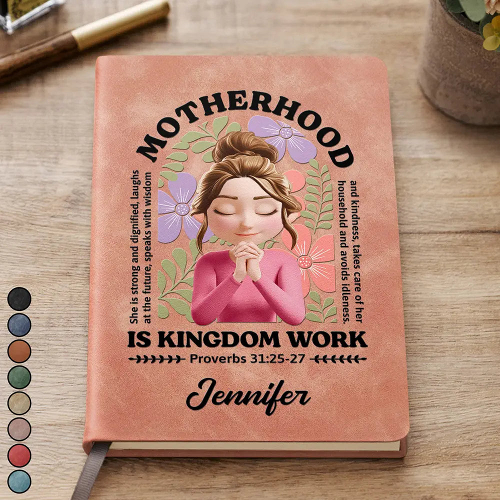 Gift For Wife,Gift For Women,Gift For Mother,Love,Happy,Vector - Her Motherhood Is Defined By Strength And Dignity - Personalized Leather Journal