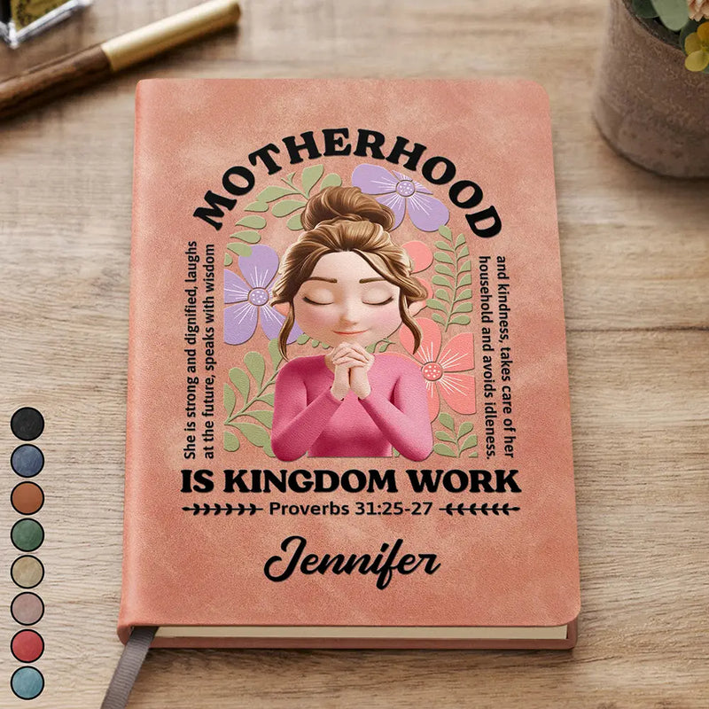 Gift For Wife,Gift For Women,Gift For Mother,Love,Happy,Vector - Her Motherhood Is Defined By Strength And Dignity - Personalized Leather Journal
