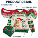 Dog Lovers,Cat Lovers,Pet Lovers,Happy,Christmas - Here Comes Santa Paws 3D Effect Dog Cat - Personalized Unisex Ugly Sweater
