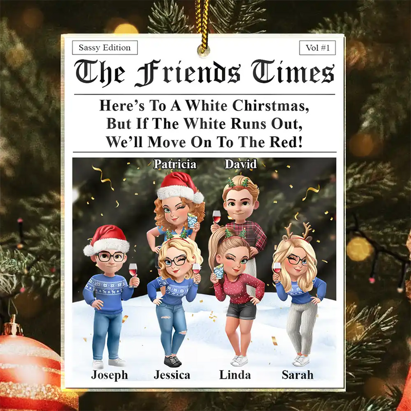 Funny, Gift For Bestie, Christmas - Here's To A White Christmas - Personalized Custom Shaped Acrylic Ornament