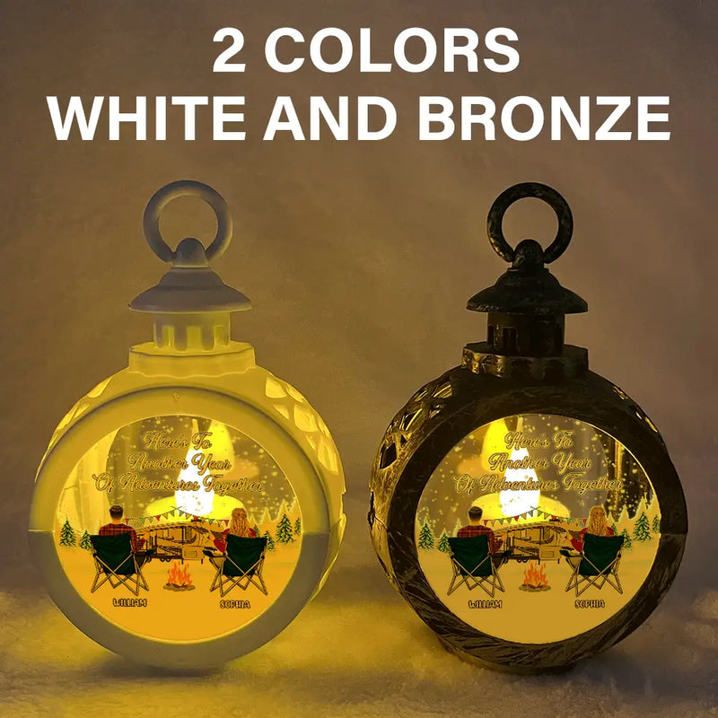 Gift For Couples,Gift For Husband,Gift For Wife,Gift For Boyfriend,Gift For Girlfriend,Christmas,Love,Camping,Campsite - Here's To Another Year Camping - Personalized Candlelight Lantern Ornament