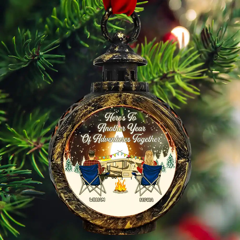 Here's To Another Year Camping - Personalized Candlelight Lantern Ornament