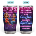 Gift For Bestie,Gifts For Colleagues,Gift For Sisters,Funny,Gift For Sibling - Here's To Another Year Of Bonding Over Alcohol 3D Bestie - Personalized Tumbler
