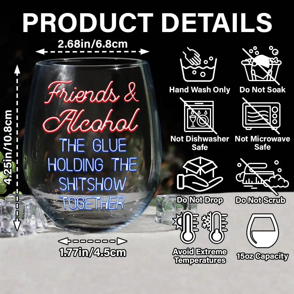 Gift For Bestie,Gifts For Colleagues,Gift For Sisters,Funny,Gift For Sibling - Here's To Another Year Of Bonding Over Alcohol - Personalized Stemless Wine Glass