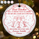 Gift For Sisters, Gift For Bestie, Happy, Christmas - Here's To Another Year Of Us - Personalized Circle Ceramic Ornament