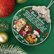 Gift For Bestie, Gift For Sisters, Gifts For Colleagues, Christmas, Funny - Here's To Another Year Of Us - Personalized Glass Ornament With Silver Cap