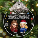 Gift For Bestie, Gift For Sisters, Gifts For Colleagues, Christmas, Funny - Here's To Another Year Of Us - Personalized Glass Ornament With Silver Cap