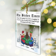Gift For Bestie, Gift For Sisters, Happy, Christmas - Here's To Another Year Of Us Sitting Besties - Personalized Custom Shaped Acrylic Ornament