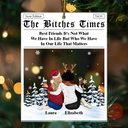 Gift For Bestie, Gift For Sisters, Happy, Christmas - Here's To Another Year Of Us Sitting Besties - Personalized Custom Shaped Acrylic Ornament