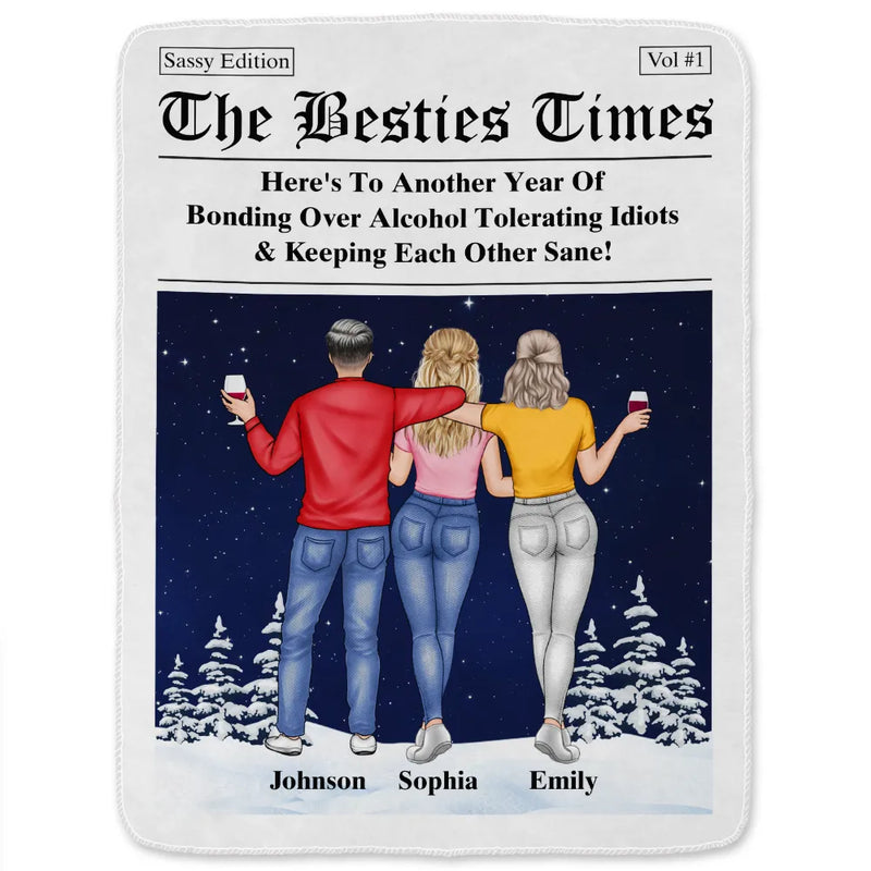 Gift For Bestie,Gift For Sisters,Happy,Christmas - Here's To Another Year Of Us The Besties Times - Personalized Fleece Blanket, Sherpa Blanket
