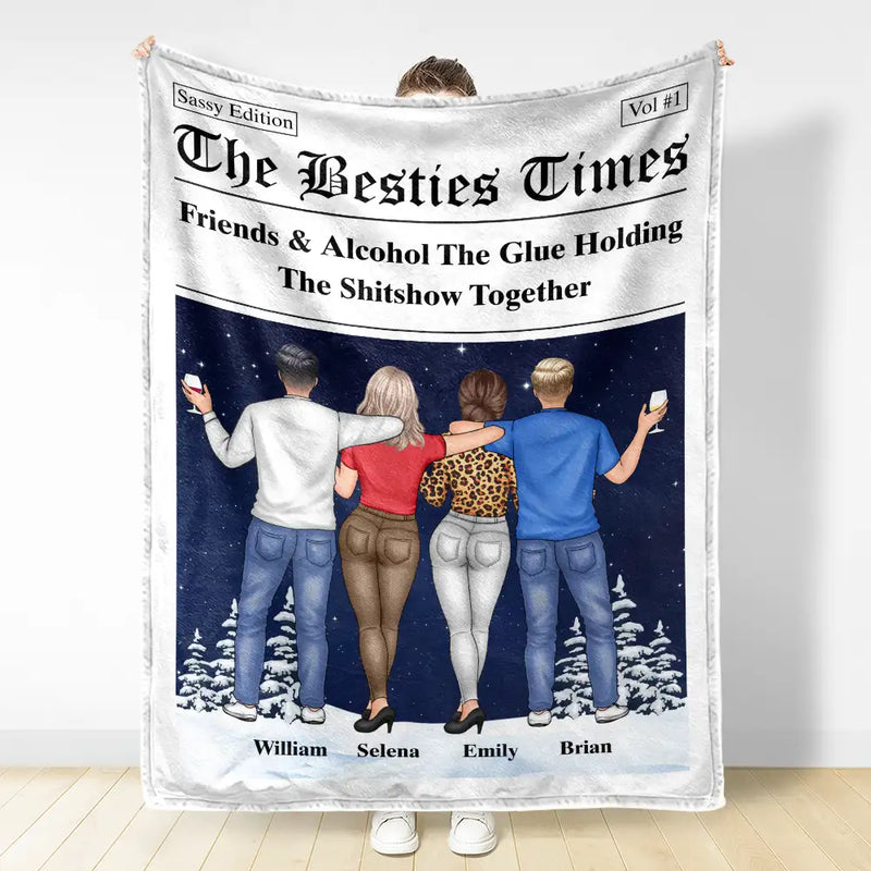 Gift For Bestie,Gift For Sisters,Happy,Christmas - Here's To Another Year Of Us The Besties Times - Personalized Fleece Blanket, Sherpa Blanket