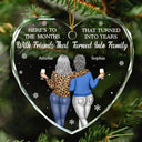 Gift For Bestie, Gifts For Colleagues, Christmas, Happy - Here's To The Months That Turned Into Years Besties - Personalized Heart Shaped Glass Ornament