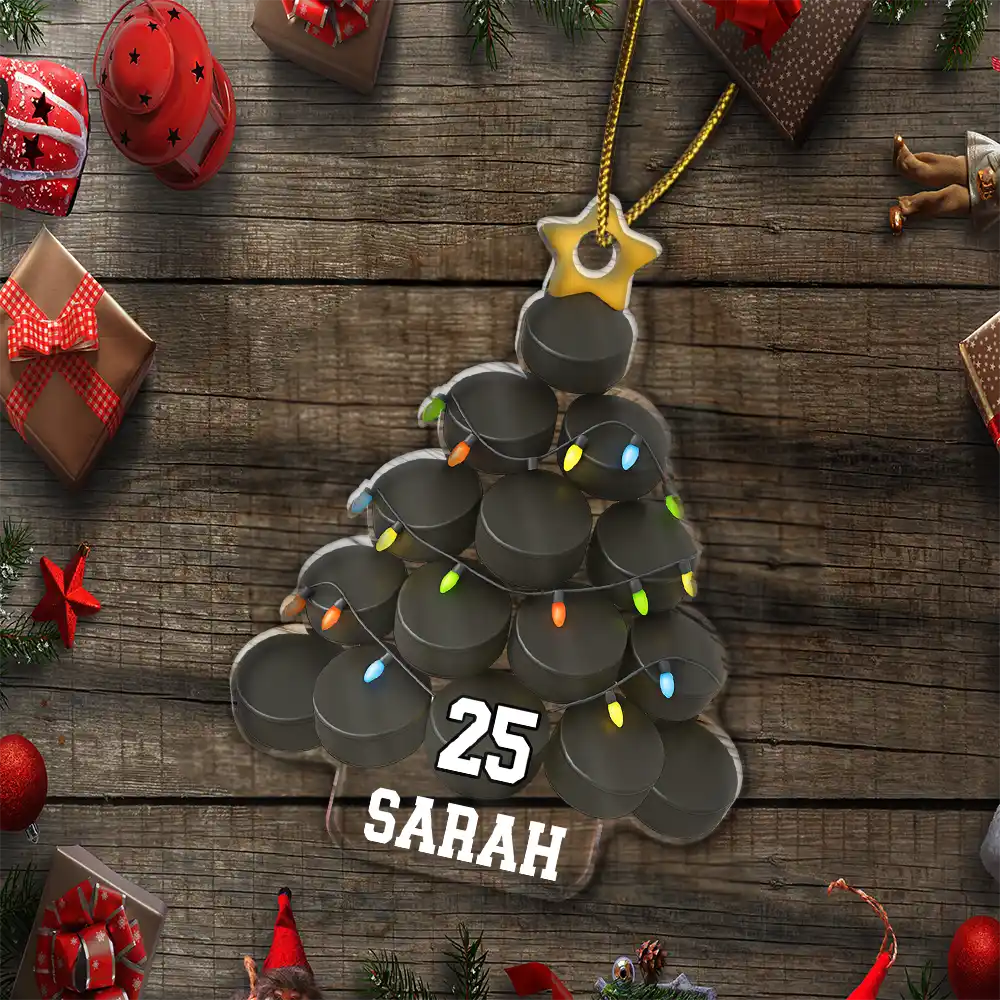 Gift For Yourself,Gift For Women,Gift For Men,Baseball,Basketball,Football,Golf,Happy,Christmas - Hockey Christmas Tree - Personalized Custom Shaped Acrylic Ornament