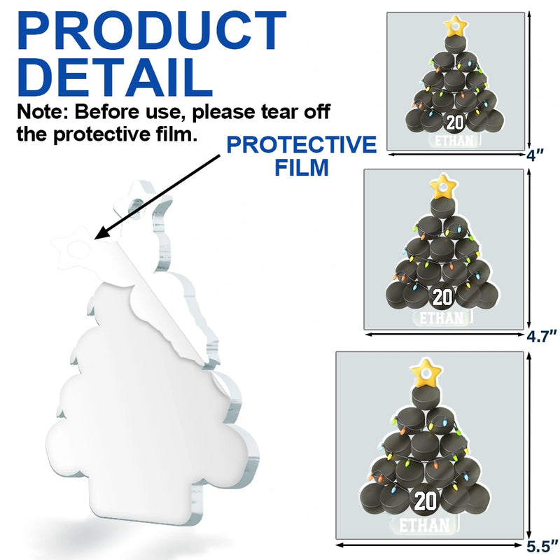 Gift For Yourself,Gift For Women,Gift For Men,Baseball,Basketball,Football,Golf,Happy,Christmas - Hockey Christmas Tree - Personalized Custom Shaped Acrylic Ornament