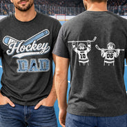 Gift For Father,Sport Dad,Happy - Hockey Dad Mom Kids Backside - Personalized T Shirt