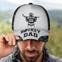 Gift For Father,Gift For Grandpa,Hockey,Non-Eng,Icon,Confident - Hockey Dad Papa Kids Backside Line Art - Personalized Classic Cap
