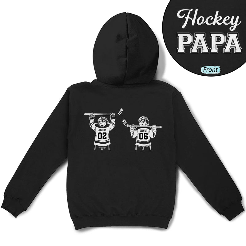 Gift For Father,Gift For Grandpa,Hockey,Non-Eng,Icon,Confident - Hockey Dad Papa Kids Backside Line Art - Personalized T Shirt