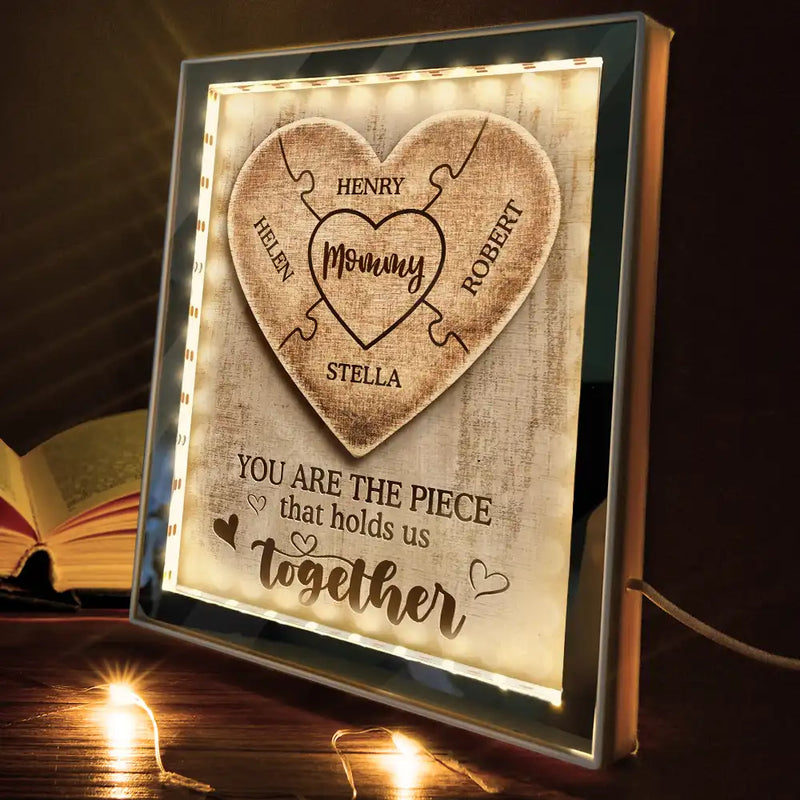 Mom - Children, Gift For Mother, Love - Hold Us Together - Personalized LED Mirror Frame Lamp