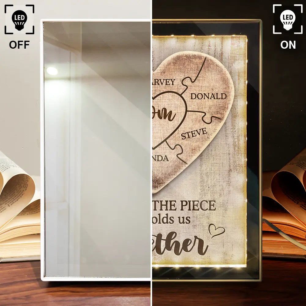 Mom - Children, Gift For Mother, Love - Hold Us Together - Personalized LED Mirror Frame Lamp