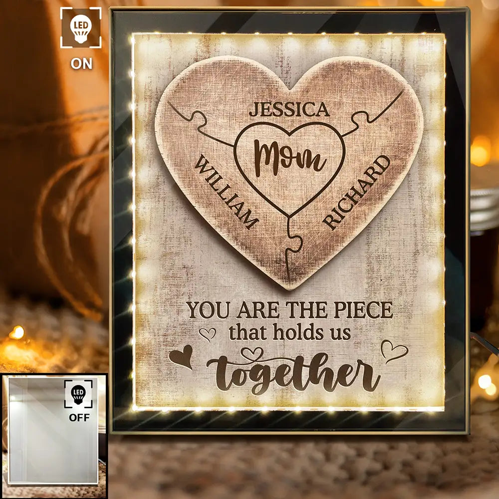 Mom - Children, Gift For Mother, Love - Hold Us Together - Personalized LED Mirror Frame Lamp