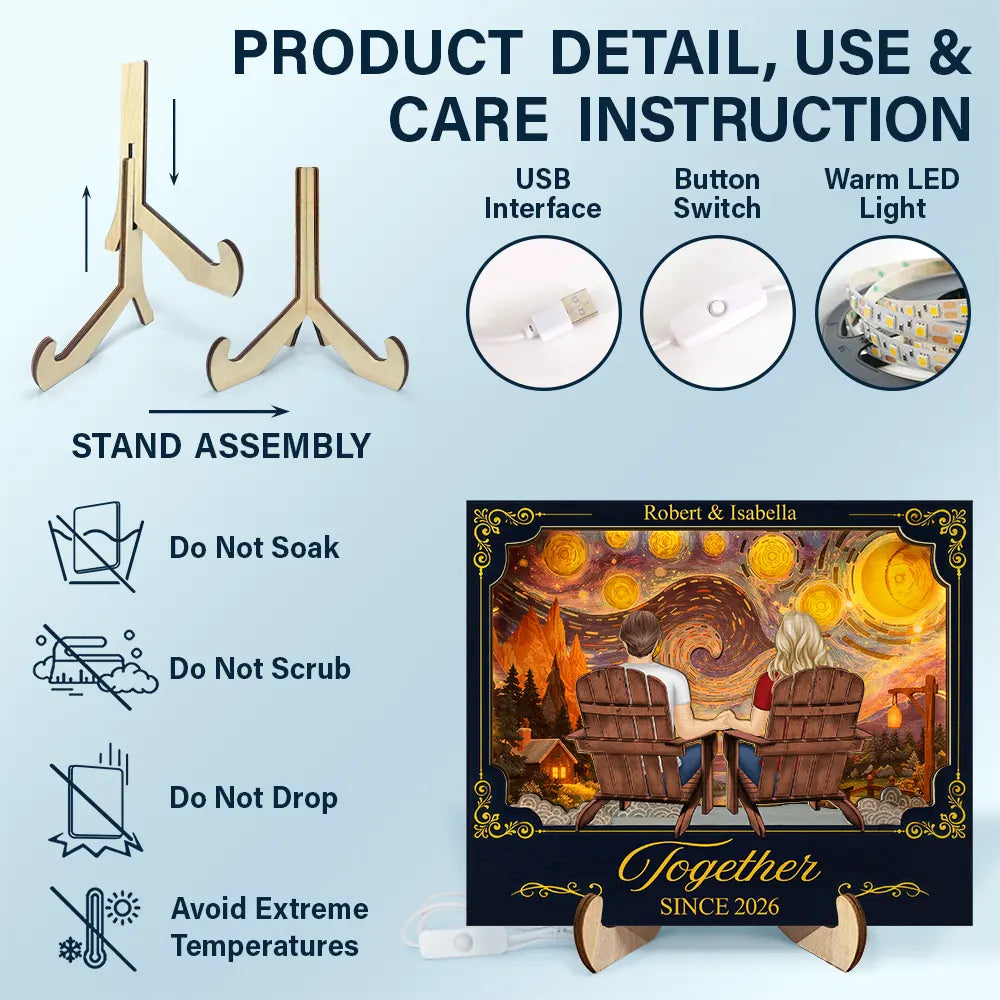 Old Couples,Gift For Couples,Gift For Husband,Gift For Wife,Gift For Boyfriend,Gift For Girlfriend,Love - Holding Hands Couple My Favorite Place Is Next To You - Personalized LED Light Wooden Plaque