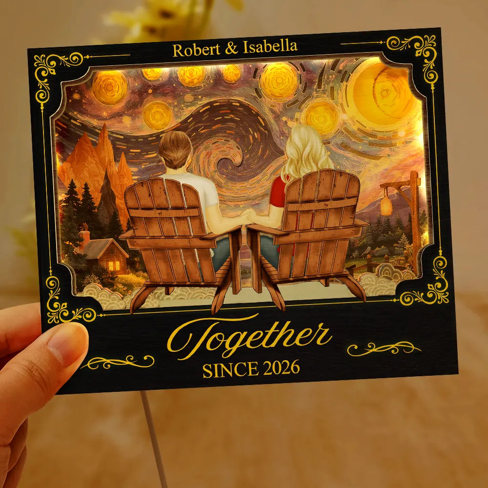 Old Couples,Gift For Couples,Gift For Husband,Gift For Wife,Gift For Boyfriend,Gift For Girlfriend,Love - Holding Hands Couple My Favorite Place Is Next To You - Personalized LED Light Wooden Plaque