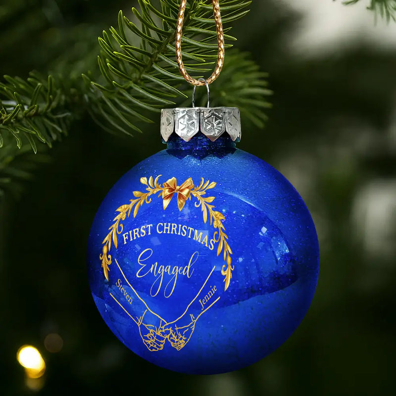 Gift For Couples,Christmas,Love - Holding Hands First Christmas Couple - Personalized Ball Ornament