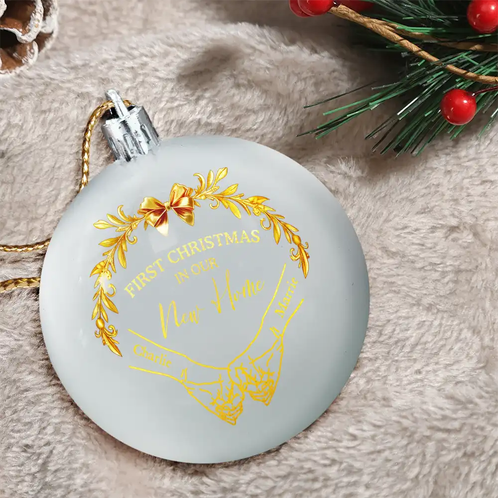Gift For Couples,Christmas,Love - Holding Hands First Christmas Couple - Personalized Ball Ornament
