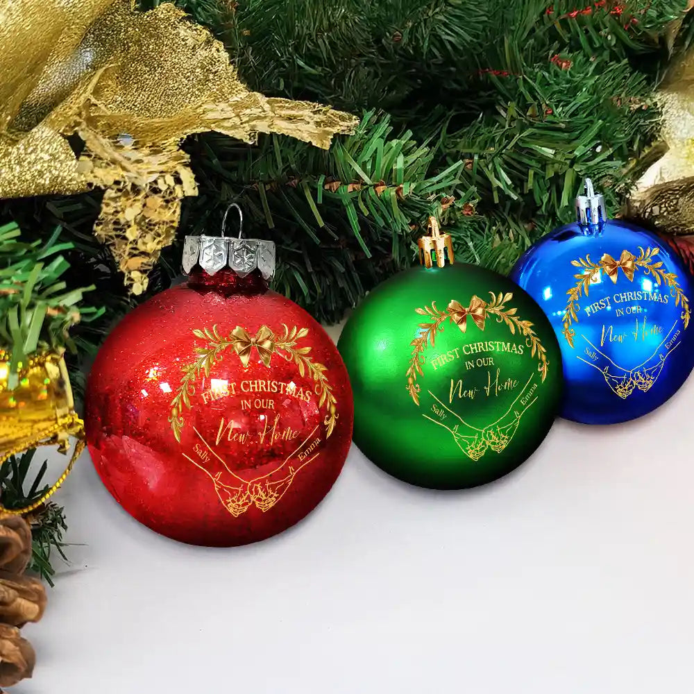 Gift For Couples,Christmas,Love - Holding Hands First Christmas Couple - Personalized Ball Ornament