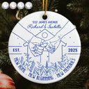 Gift For Couples,Gift For Husband,Gift For Wife,Christmas,Love - Holding Hands New Home New Beginning - Personalized Circle Ceramic Ornament