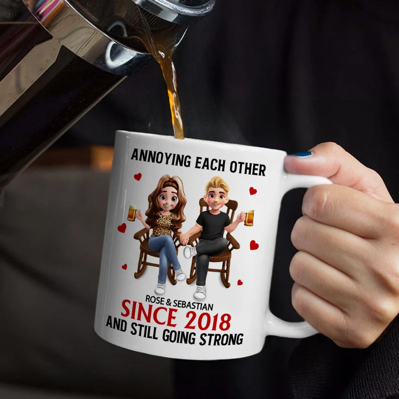 Gift For Couples,Old Couples,Gift For Husband,Gift For Wife,Gift For Boyfriend,Gift For Girlfriend,Love - Holding Hands Sitting Couple Annoying Each Other - Personalized Mug