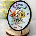 Gift For Grandma,Gift For Mother,Love - Holography Grandma's Garden Birth Flower - Personalized 2-Layered Wooden Plaque With Stand