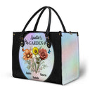 Gift For Grandma,Gift For Mother,Love - Holography Grandma's Garden Birth Flower - Personalized Leather Bag