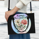Gift For Grandma,Gift For Mother,Love - Holography Grandma's Garden Birth Flower - Personalized Leather Bag