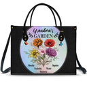 Gift For Grandma,Gift For Mother,Love - Holography Grandma's Garden Birth Flower - Personalized Leather Bag