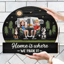 Summer,Outdoor Decor,Camping,Family,Playful,Vector - Home Is Where We Park It - Personalized Custom Shaped Wood Sign