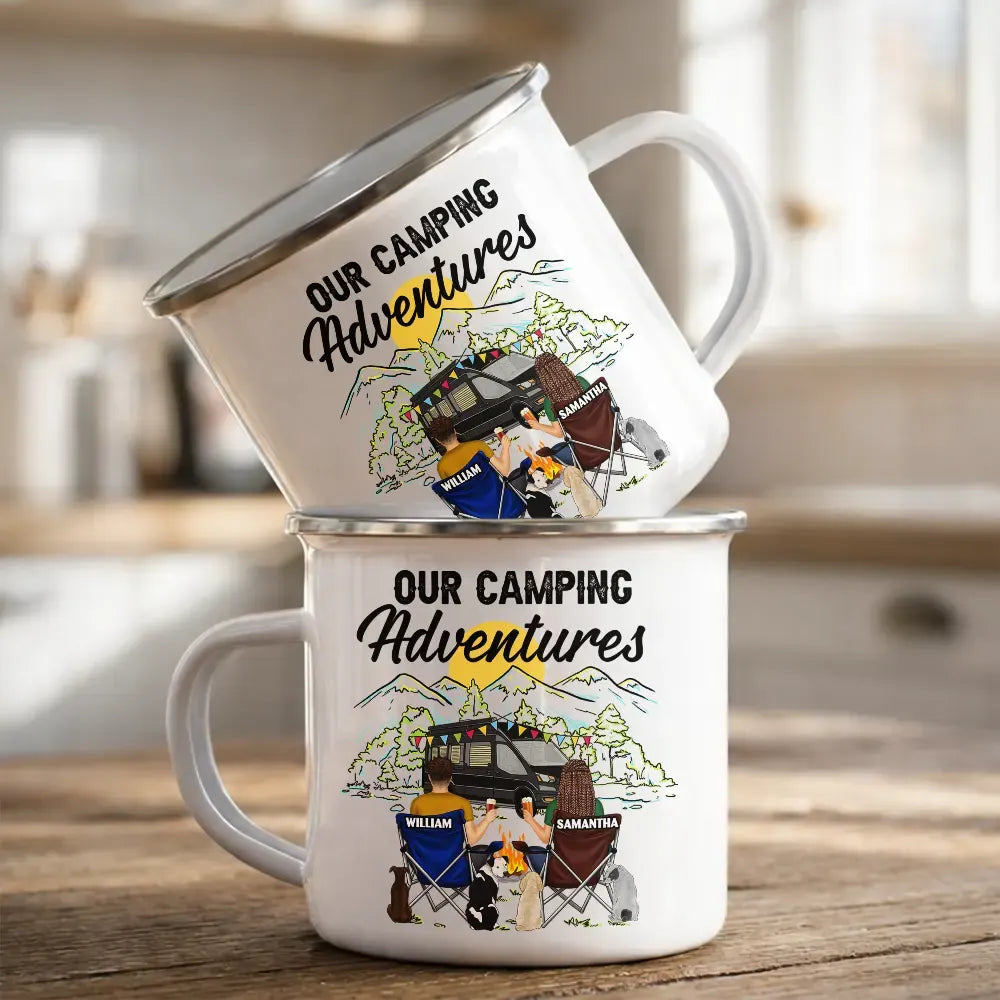 Camping,Campsite,Happy,Gift For Couples,Gift For Husband,Gift For Wife,Gift For Boyfriend,Gift For Girlfriend - Home Is Where We Park It - Personalized Enamel Mug