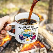 Camping,Campsite,Happy,Gift For Couples,Gift For Husband,Gift For Wife,Gift For Boyfriend,Gift For Girlfriend - Home Is Where We Park It - Personalized Enamel Mug